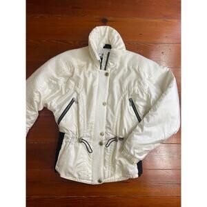 Nils Vintage Ivory Ski Jacket Women size 6 Insulated Retro Snow Coat